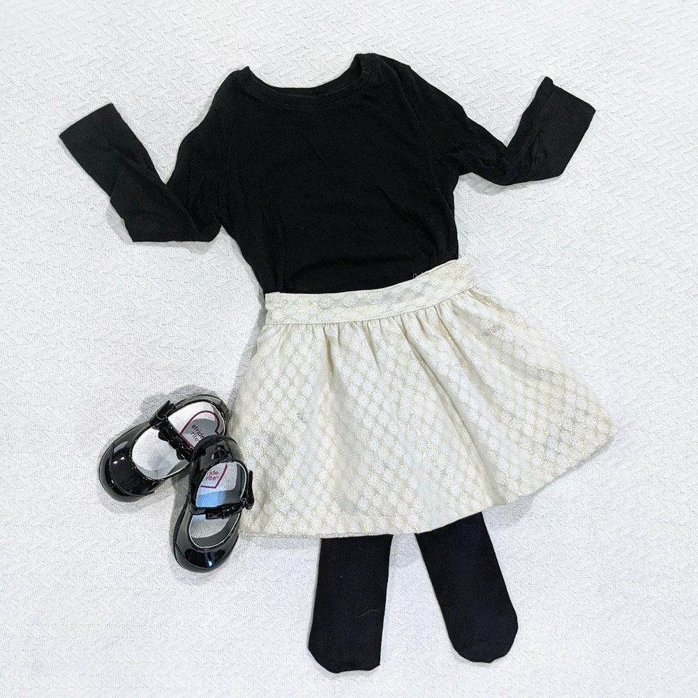 Carter's cream + gold skirt 3T